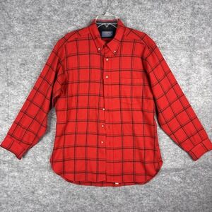 Vintage Pendleton Mens Shirt Large Red Plaid Wool 60s 70s USA Button Down
